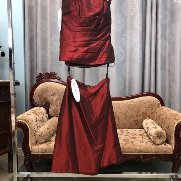 NEW 2-Piece Cranberry Mother of the Bride/Groom Formal Holiday Dress SIZE 8 - Picture 6 of 14